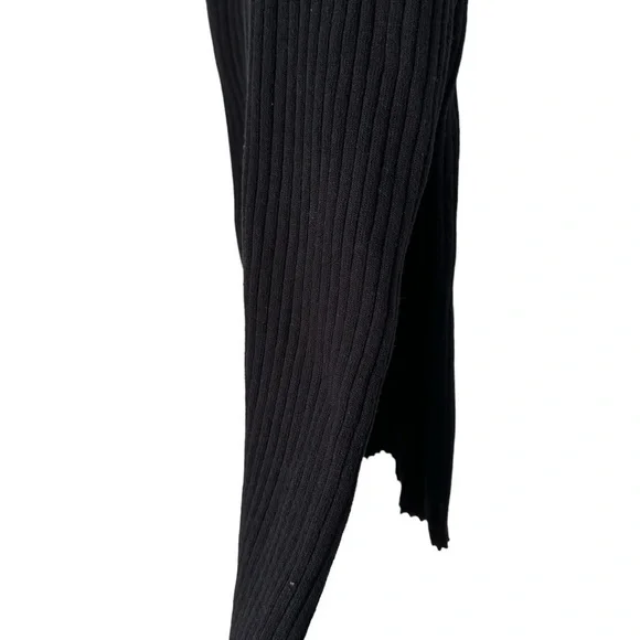 DYNAMITE BLACK RIBBED MAXI DRESS WITH V-NECK, COLLAR & SIDE SLIT | SIZE SMALL - Picture 10 of 15